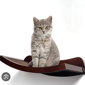 Humane Goods 19” Deluxe brown wood Cat Wall Shelf Wall Mounted Floating Perch